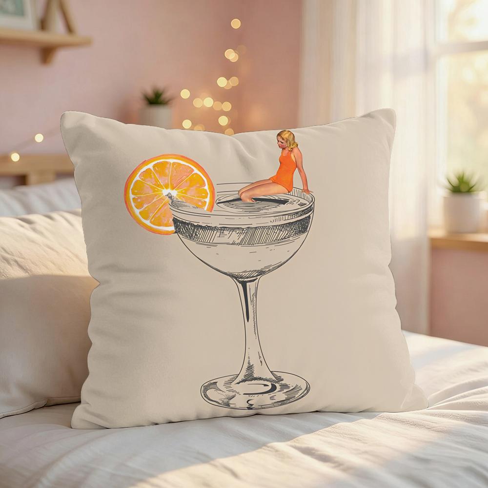 Wine Animal Art Design INS Cushion Cover Silky Short Plush Invisible Zipper Dustproof Sofa Pillow Case For Home Decor