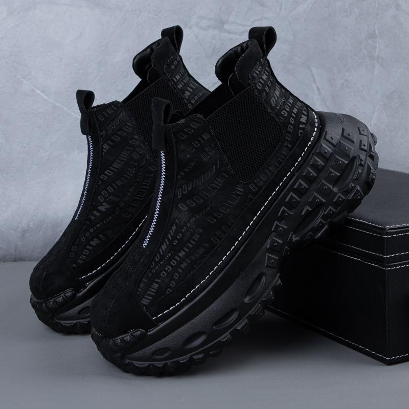 

New Men s Shoes for Autumn Casual Sports Outdoor Thick Soled Height Increasing Shoe Short Tube Casual Shoes Trendy and Versatile 38 чёрный