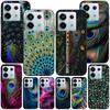 Peacock Feathers Case for Xiaomi Redmi Note 10 8 8T 9 10S 11S 11 7 12 12S 11E 13 Pro Plus Soft TPU Black Phone Cover