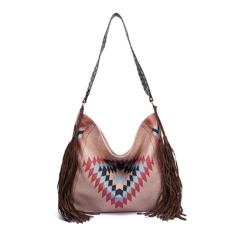 Женские сумки винтажные холщовые сумки-тоут с кисточками большой емкости для работы, путешествий, колледжа