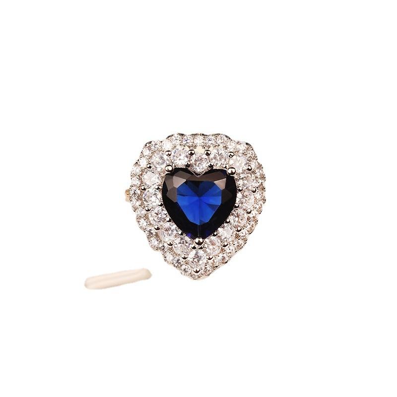 Heart Shaped Ring Zircon Jewelry Women's Ring Jewelry European and American Color Diamonds