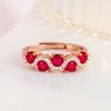 Korean Fashion Zircon Gemstone Ring with Interlaced Red Corundum Design