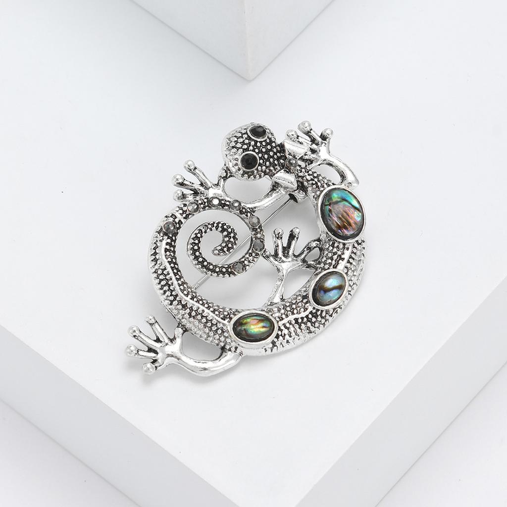 Vintage Personalized Lizard Gecko Brooch Pin, High-End Shell Animal Brooch Collar Pin Jewelry