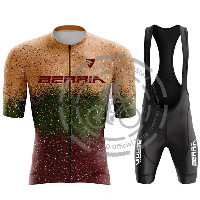 BERRIA Cycling Jersey Set 2024 Summer Men Star Point Cycling Clothing Short Bike Jersey Breathable Racing Sport Bicycle Jersey