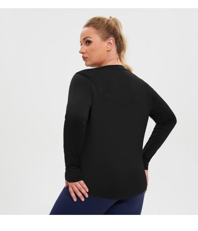 Plus Size Quick-Dry Mesh Long Sleeve Women's Yoga Running T-shirt