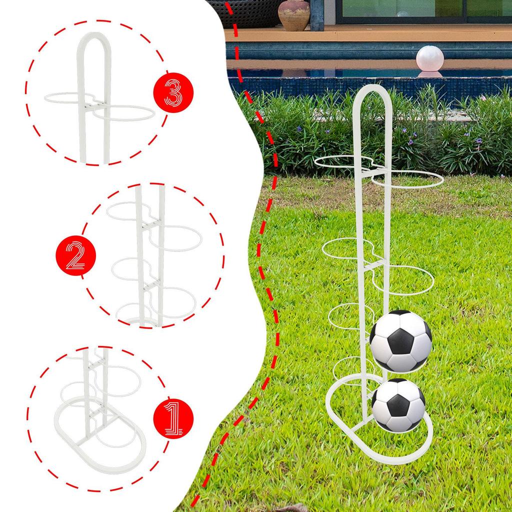 Pionowy organizer na piłki do piłki nożnej i koszykówki w garażu