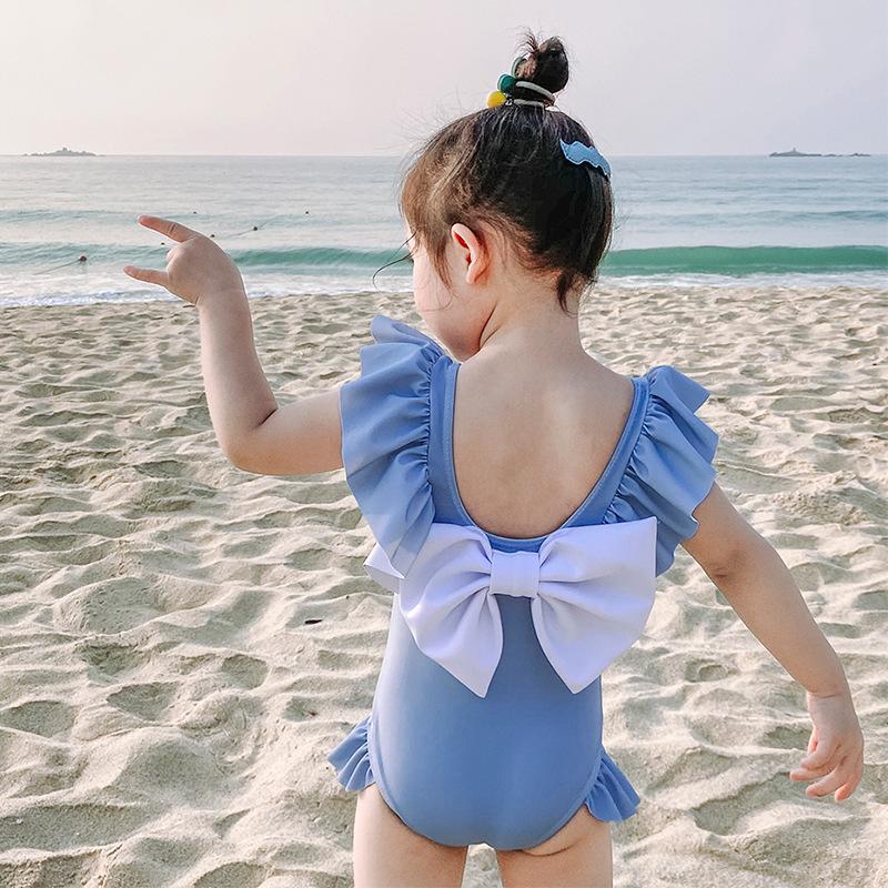 Summer Girls Swimsuit One Piece Swimsuit Bowknot Swimwear For Children Summer Bikini Bathing Suit 1-6 Years
