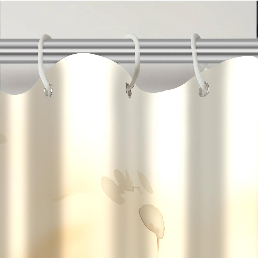 Cute Furry Cat And Paw Print Shower Curtain Set With 12 Hooks 180x180cm Waterproof Bathroom Decor