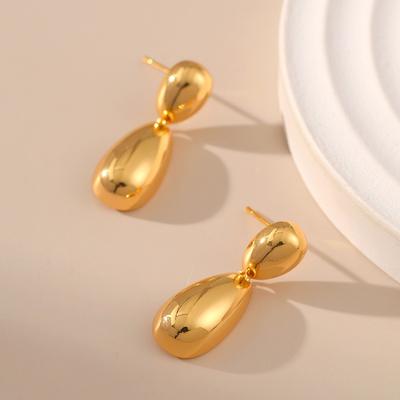 Smooth Geometric Water Drop Design Metal Texture Womens Earrings