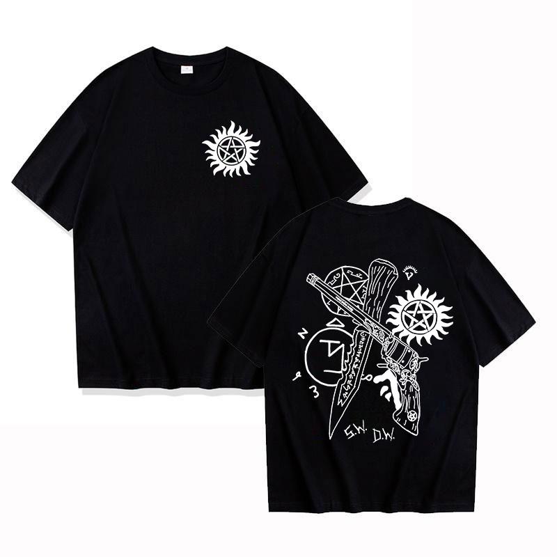 Hot TV Supernatural Print Short Sleeve T Shirts Men Women Shirts Summer Short Sleeved Male T-shirts Comfy Soft Shirts Loose Tops