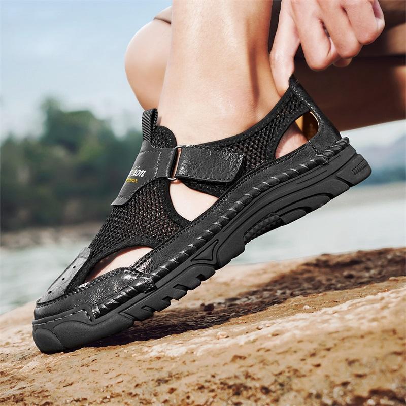 Mode Herren Strandspaziergangschuhe Outdoor 2025 Neu Bequeme und Leichte Sandalen Mesh Freizeitschuhe Herren Anti-Rutsch-Sandalen Größe 46