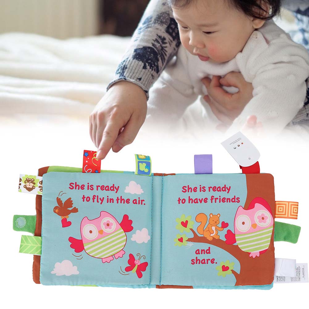 Infant Cloth Book Cute Animal Learning Rattle Wear Resistant Educational ToyType B