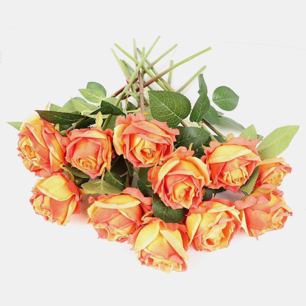 12Pcs Artificial Rose Flower with Single Stem 36cm Silk Material Fake Roses Used To Decorate The Bridal Bouquet Wedding Center Decorations Flower Wall
