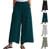 Ladies' Loose And Comfortable Pocket Elastic Waist Casual Pants Solid Color Wide Leg Pants