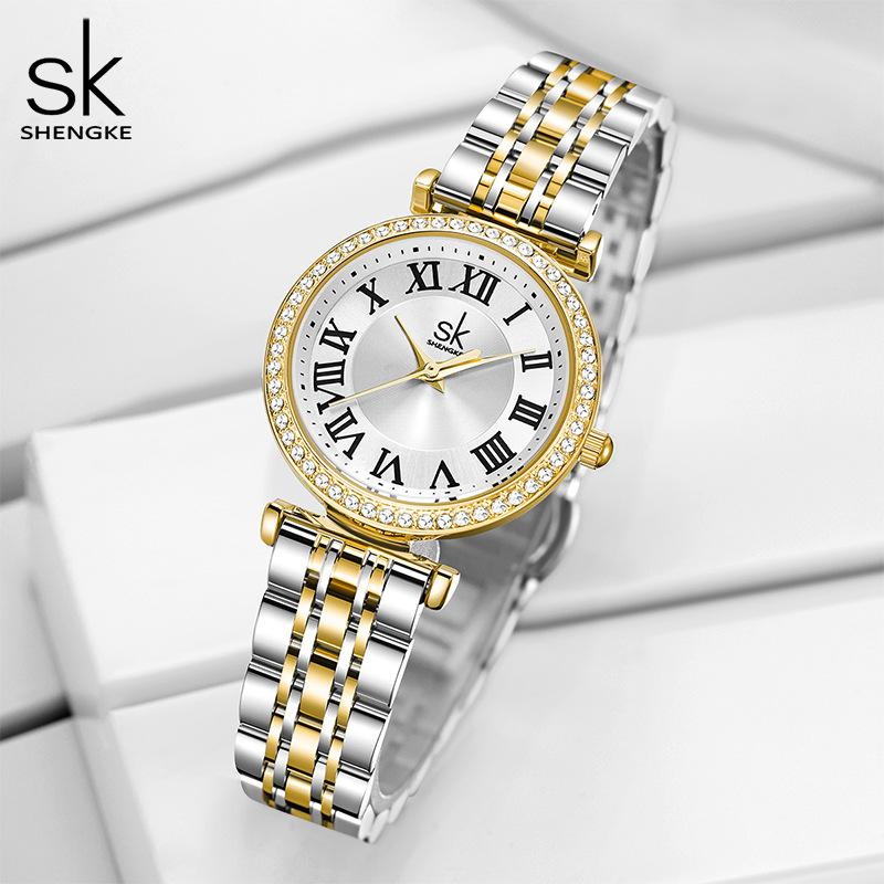 Ladies Watch Women'S Niche High-End Sense Elegant Diamond-Encrusted Quartz Watch Steel Belt Guangzhen Watch 0197