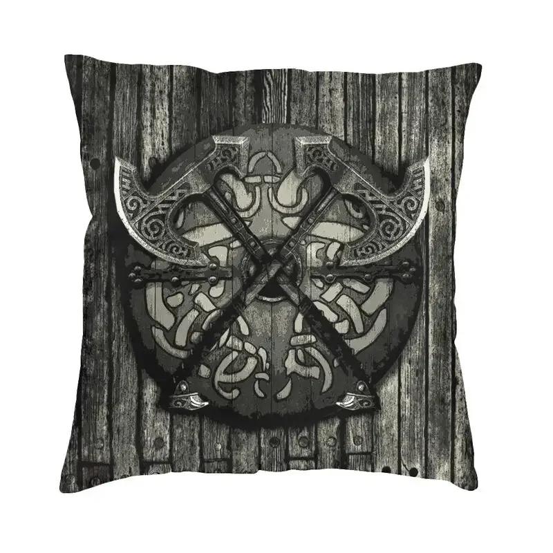 Viking Runes Thor Mjolnir Cushion Covers Soft Norse Valhalla Odin Pillow Case for Sofa Car Square Pillowcase 45cm 18Inch