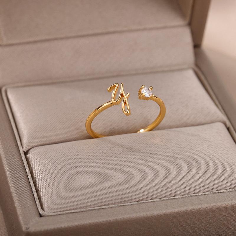 18k Gold Plated Unisex Letter Ring - Choose Any Initial A-Z