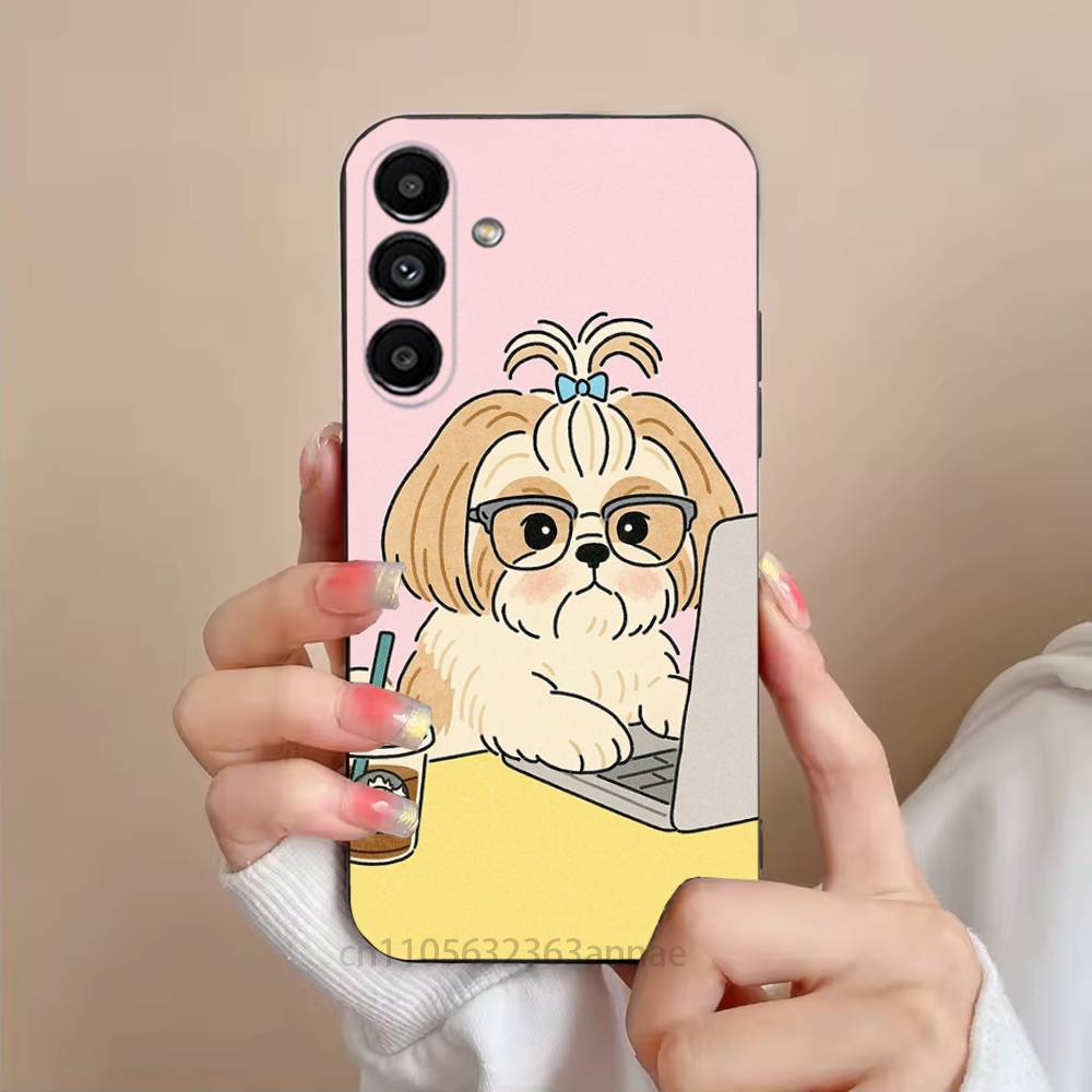 Tzu Dog Phone Case For Samsung S25,24,21,22,23,S30,Ultra,S20,Plus,Fe,Lite,Note,S10,S9,Black Soft Shell
