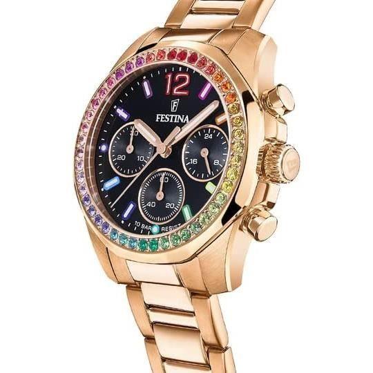 Montre - FESTINA - Boyfriend Rainbow F20639/3 - Quartz - Femme - Noir - Or rose