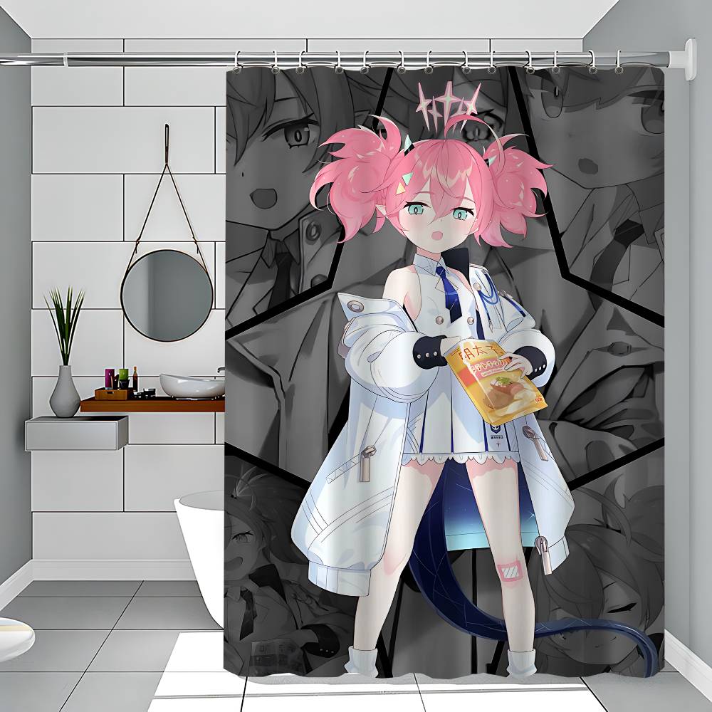 Game N-Nikke Waterproof Polyester Shower Curtain Waterproof Bathroom Curtain Liners 90X180Cm With 12 Hooks