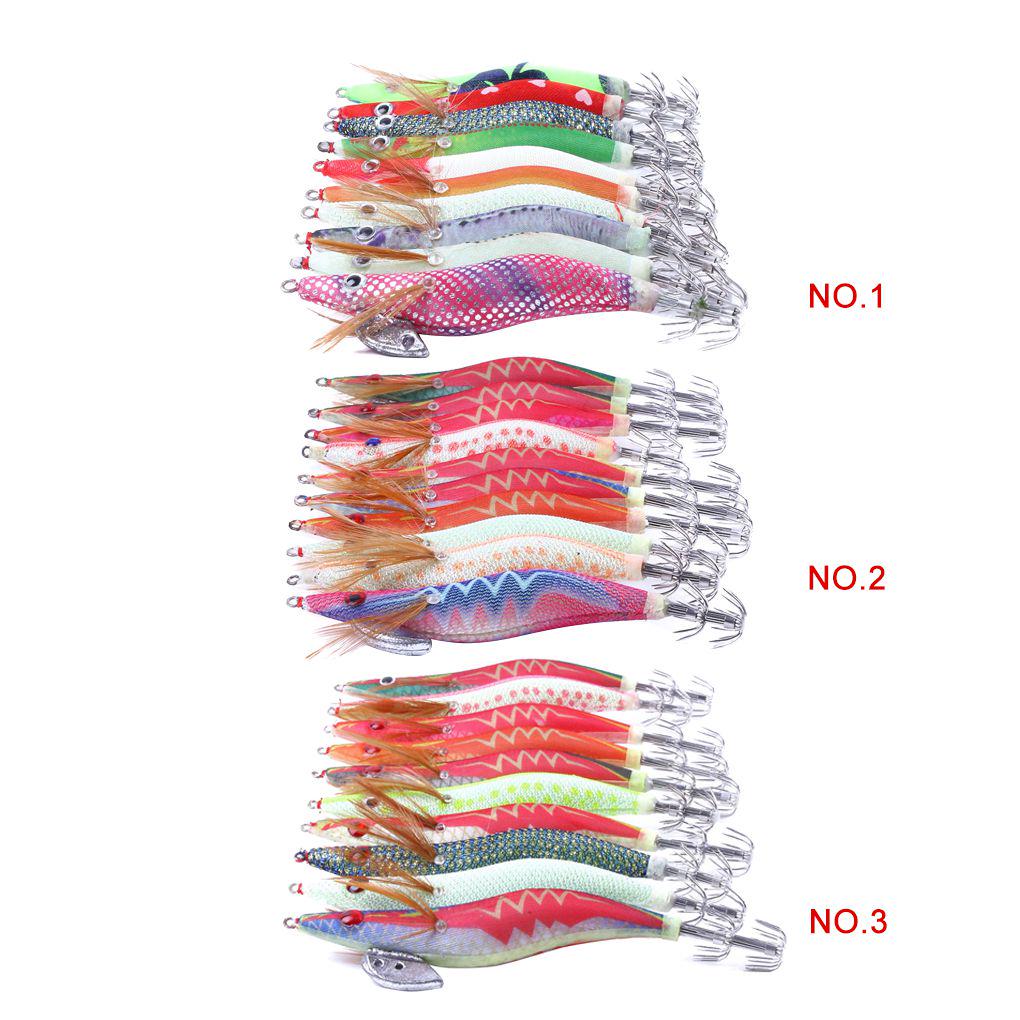 10pcs Fish Bait Squid Hook Fishing Lures Squid Lure Fishing Tackle Nightlight Shrimp Squid Needle