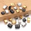 6 Piezas Tubo Plano de Acero Inoxidable Cuentas Deslizantes Cuentas de Posición Agujero Grande Cuentas Metálicas DIY Cierres para Pulseras de Cuero Para Hacer Joyería