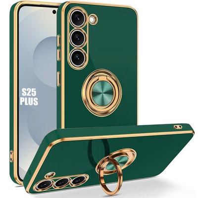 Funda para Samsung Galaxy S25 Plus (S25+) Silicona Flexible con Anillo Verde Noche