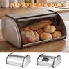 Stainless Steel Bread Box Large Capacity Cake Bin Dustproof Bakery Storage Container Flip Cover Food Keeping Fresh Box