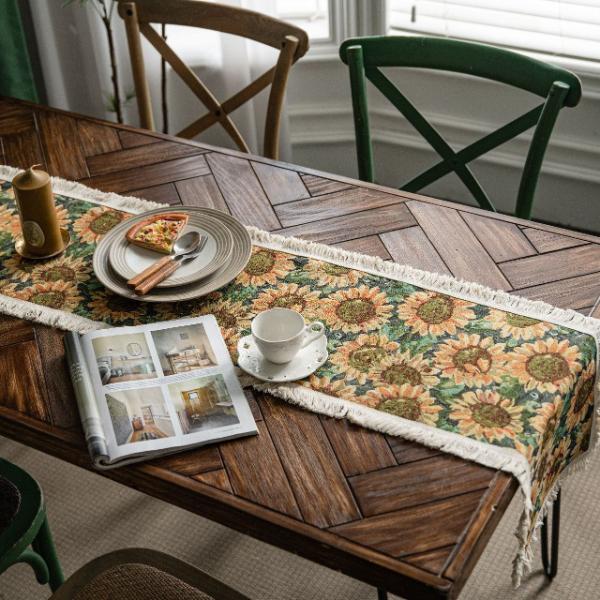 Table Flag Jacquard Sunflower American Tassel Party Decoration American Decoration Porch Cover 9 Styles