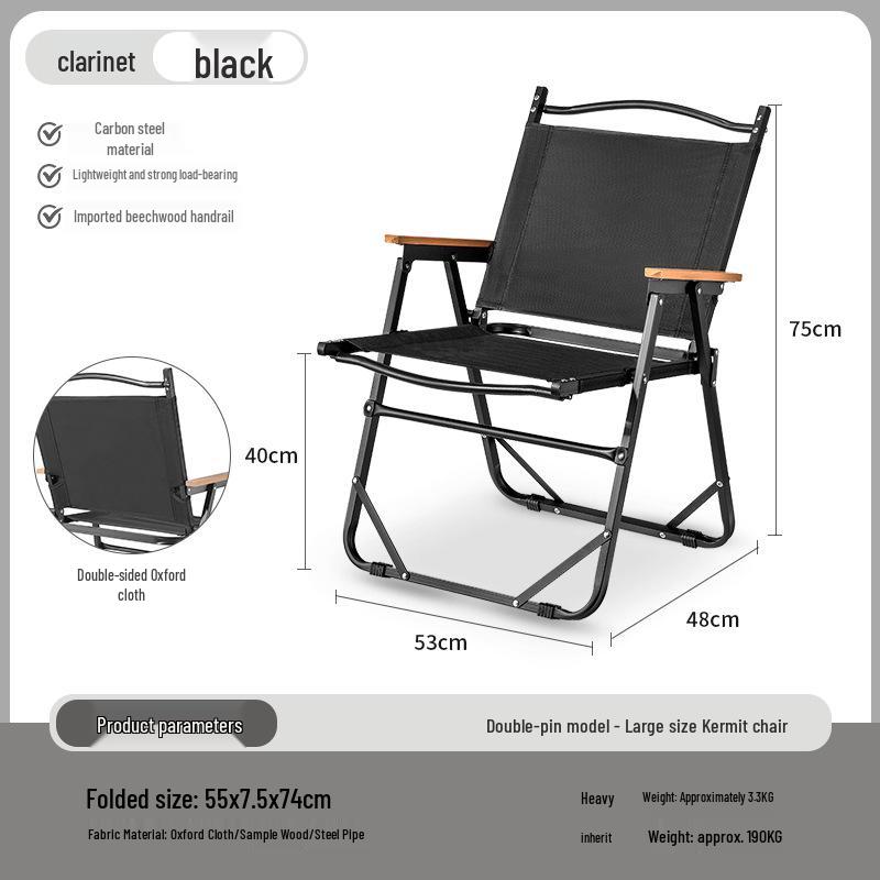 Carbon Steel Camping Folding Table & Kermit Chair Set - Metal Outdoor Roll-up