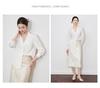 Elegant Lace Peter Pan Collar Long Sleeve Cotton Shirt - Women's Fashion 