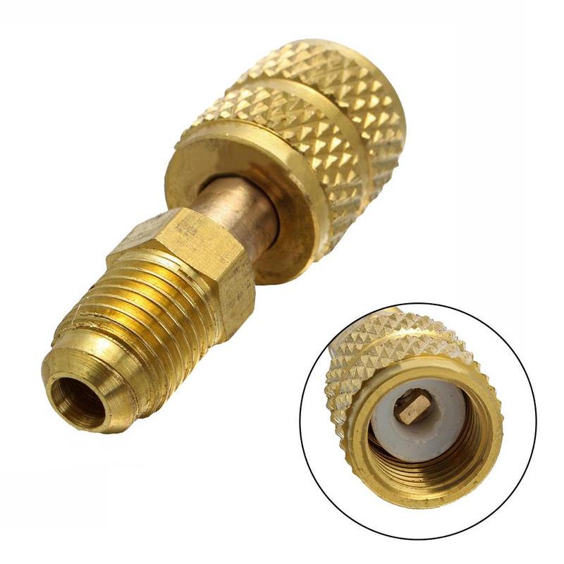 R410a Mini-Split AC Refrig Charging Adaptor 5/16 Female 1/4 Male w/Valve Core R410a Mini-Split AC Refrig Charging Adaptor 5/16 Female 1/4 Male w/Valve Core