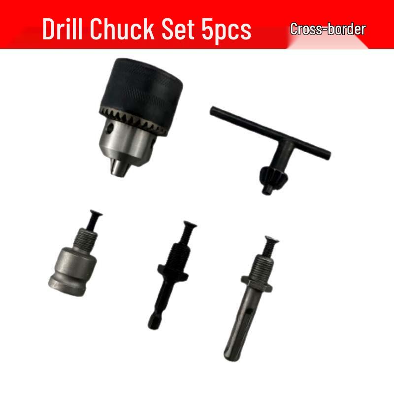 Drill Chuck Set: 5PCS Square & Round Handle Rods, Hammer Accessories, Impact Drill & Electric Wrench Converter