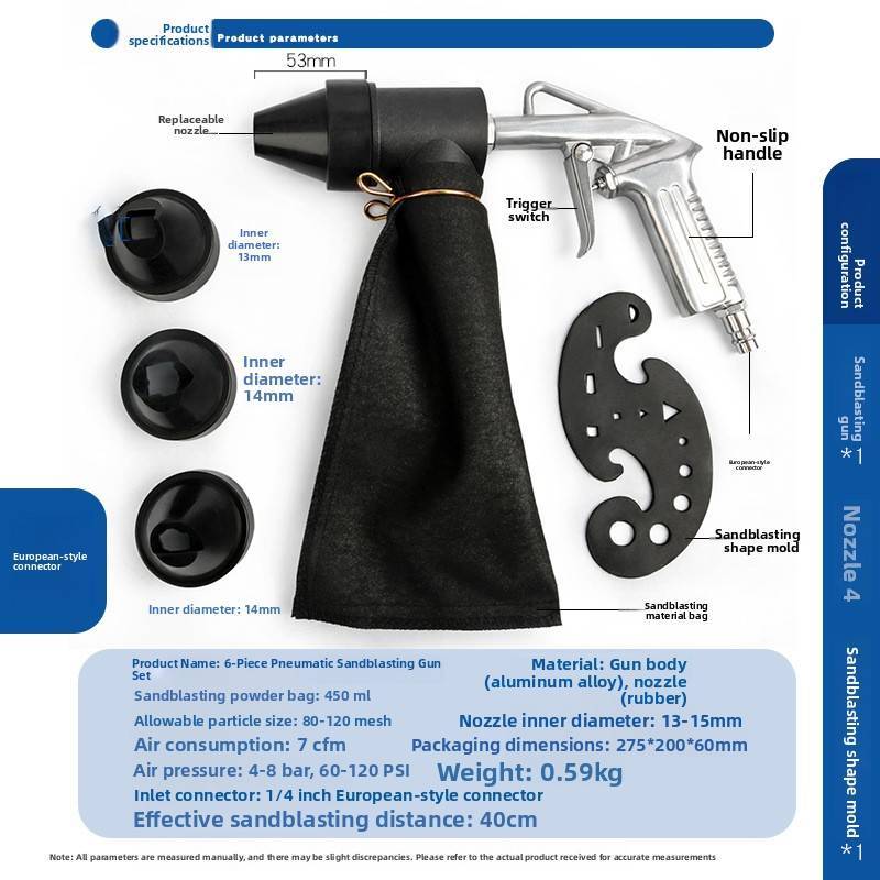 Mini Pneumatic Sandblasting Gun With High Pressure For Rust Removal And Surface Cleaning