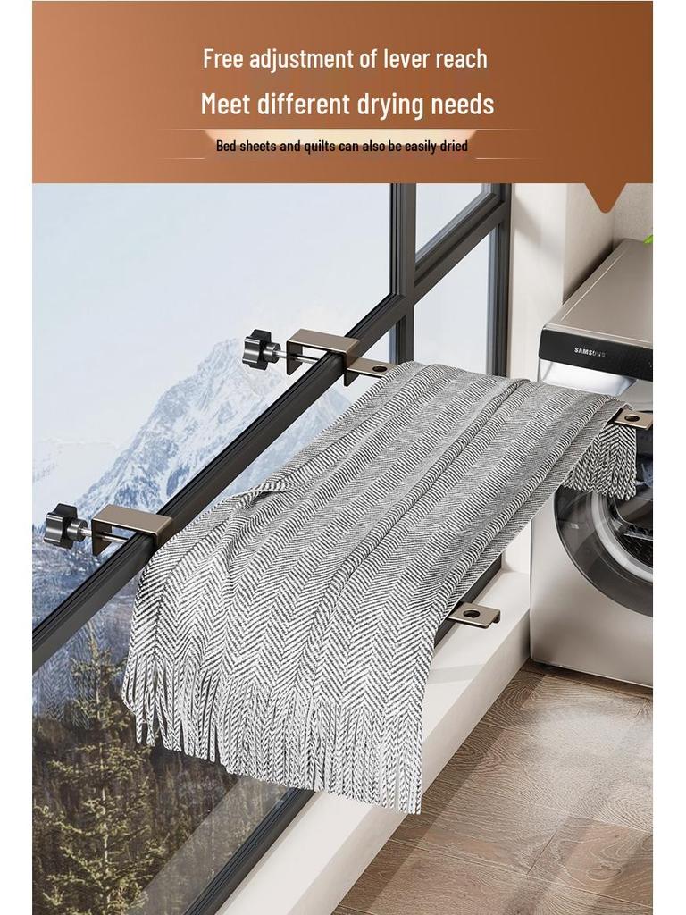 Anti-theft Balcony & Window Clothes Drying Rack with Railing Hooks for Dorms & Households