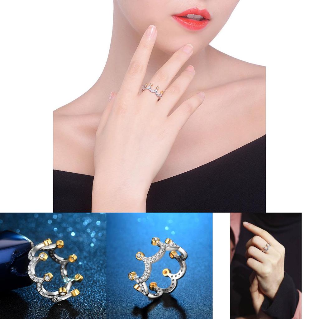 Bague pour femme au design élégant de couronne avec laiton durable et acier inoxydable de couleur argentée idéale pour les occasions spéciales et les cadeaux