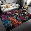 Colorful Skull and Floral Pattern Carpet for Living Room Decor Suitable for use as an anti-slip for living room bedroom sofas