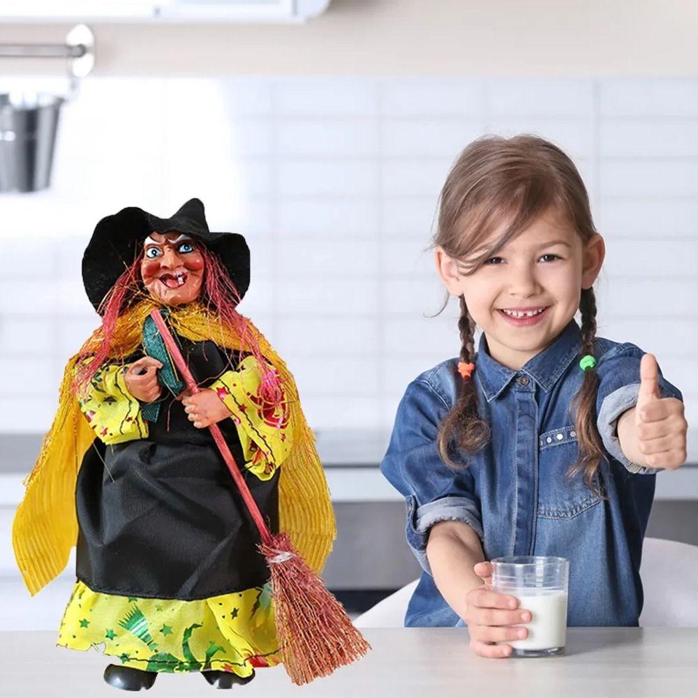 Creative Broomstick Witch Statues Funny Witch Figurines  Haunted House Decorations