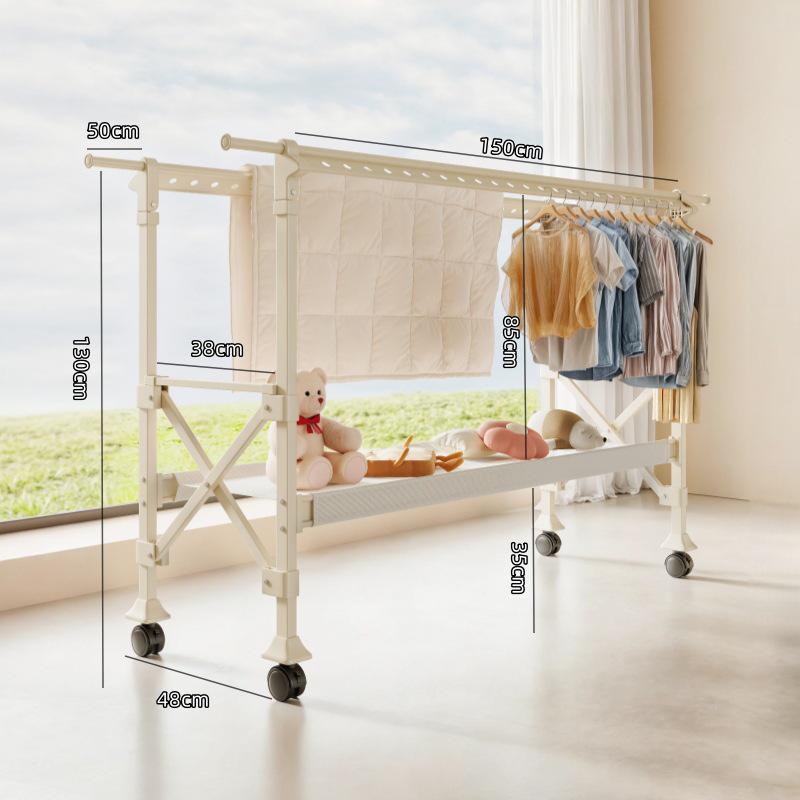 Adjustable Floor-Standing Clothes Drying Rack for Indoor/Outdoor Use