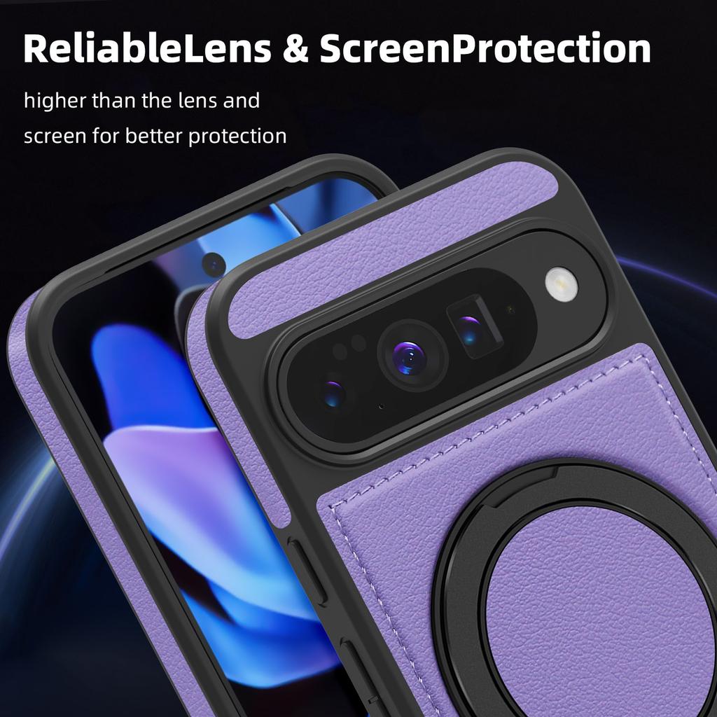 For Google Pixel 10 Pro/Pixel 10 Case with Ring Kickstand Magnetic Case PU Leather Back Cover