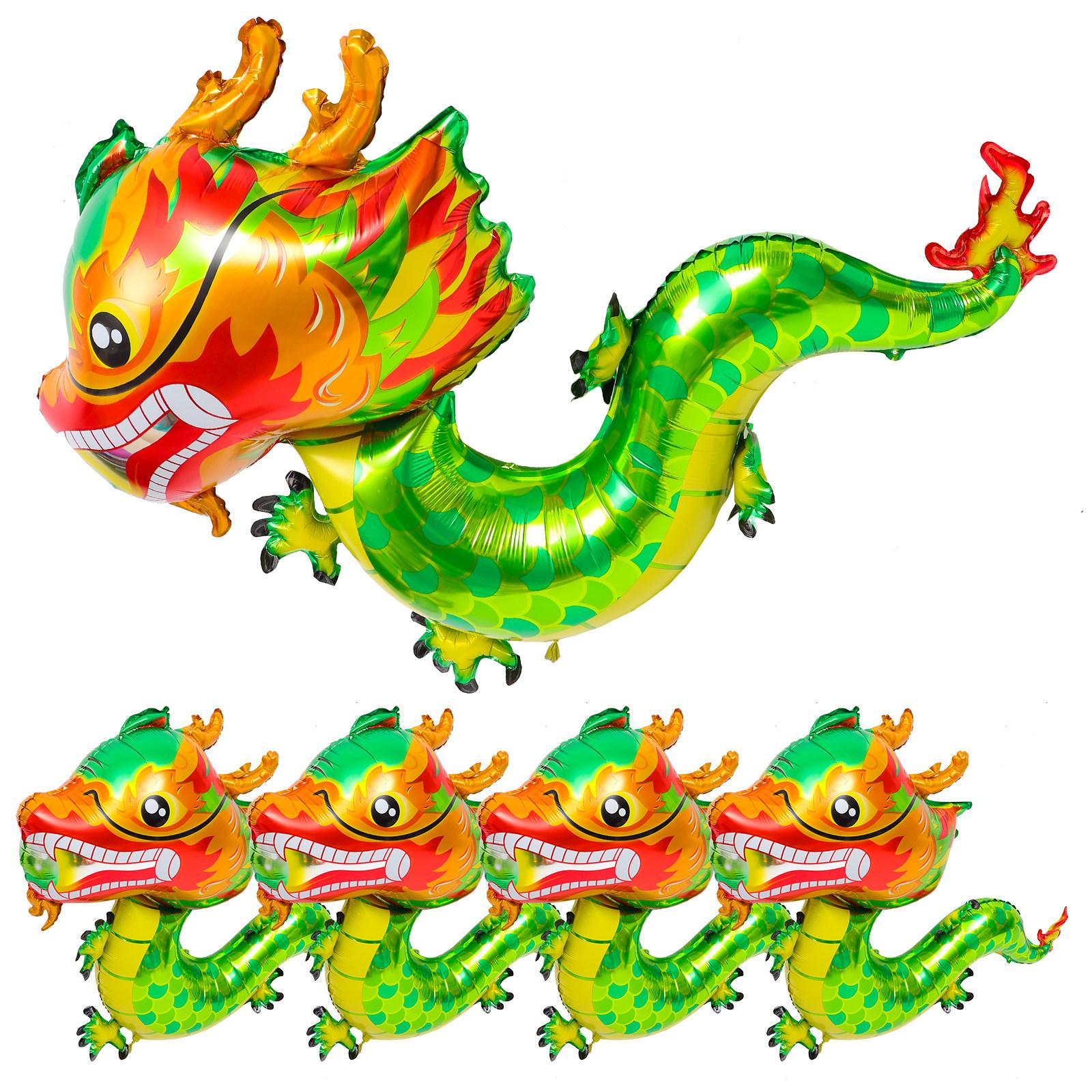 

5Pcs Aluminum Foil Balloons Large Dragon Style for Indoor Outdoor New Year Party Decor Chinese Dragon Festival 2025 other зелёный