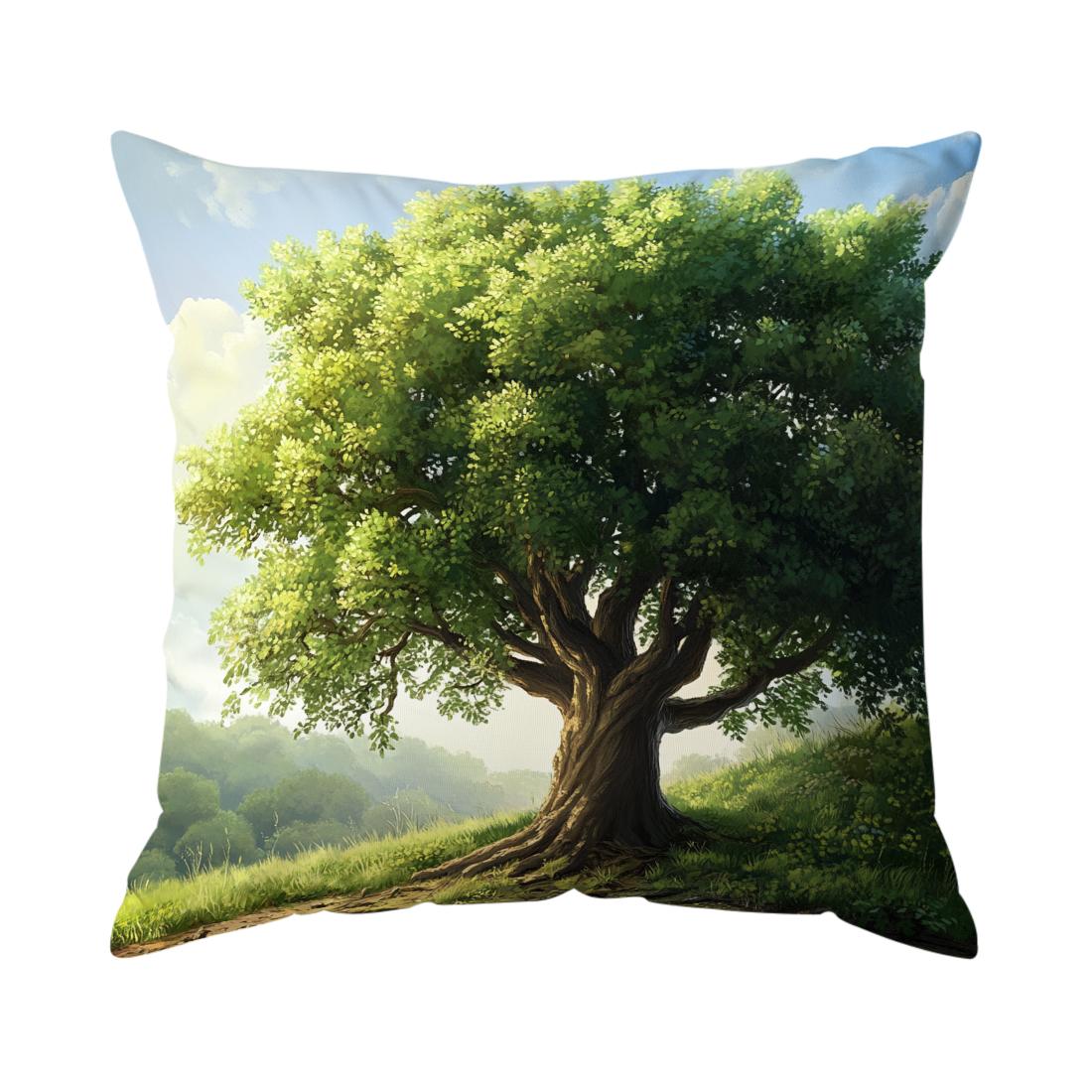 Groen Bos Hert Kussen Kussensloop Bedrukt Polyester 45x45cm Sierkussenhoes Decoratieve Bank Kussenhoes Huisdecoratie 45x45cm