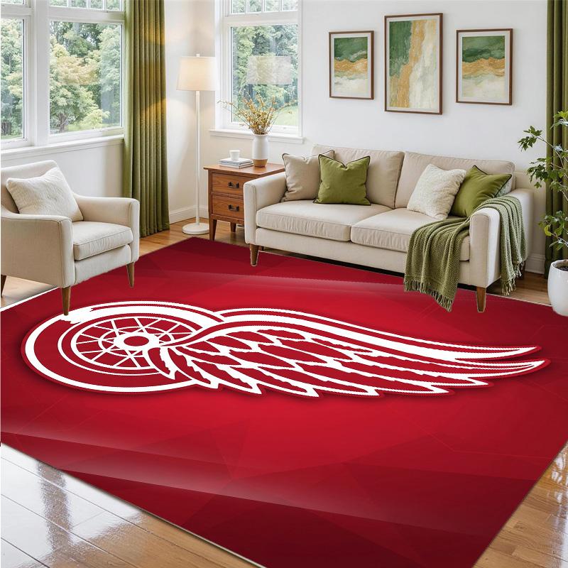 Detroit Red Wings Design Kristall-Samt-Teppich Weich Dekorative Matte für Schlafzimmer Eingang
