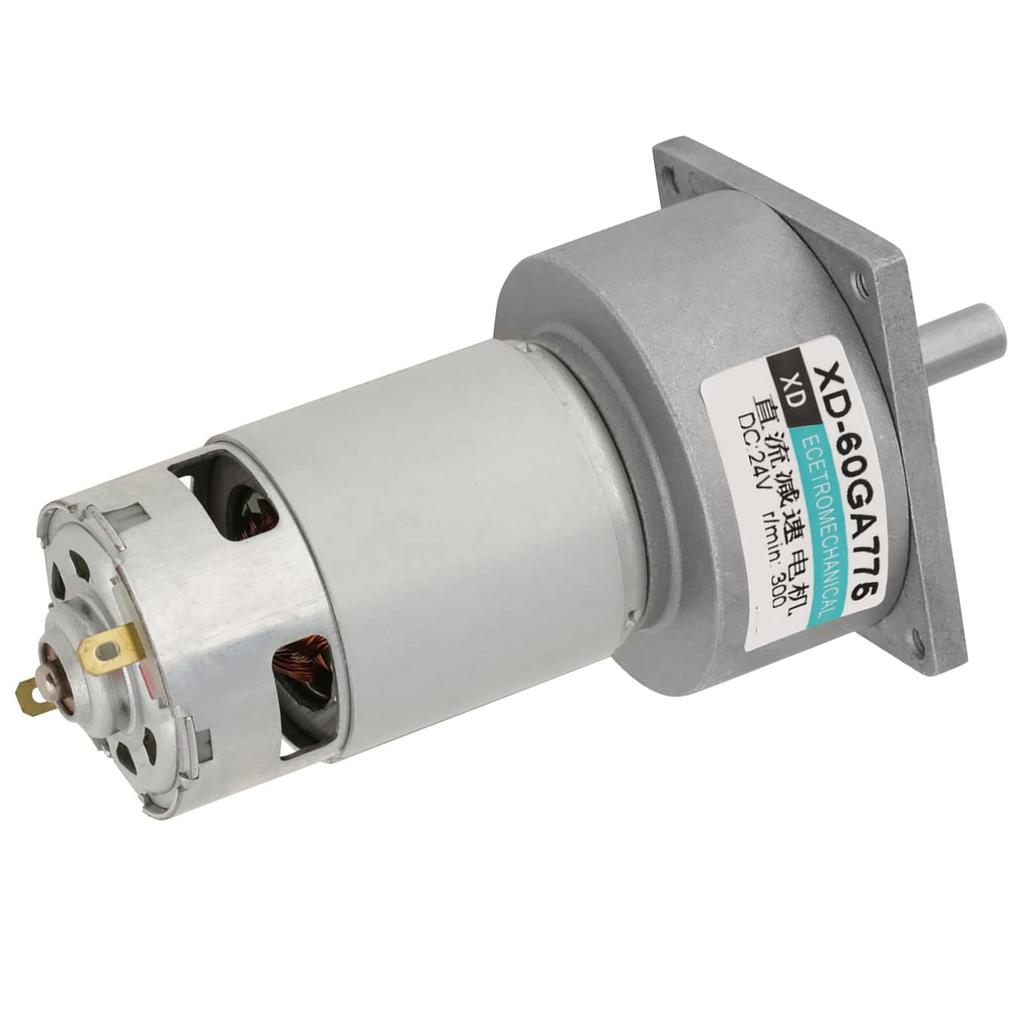 Hilitand DC12V24V 35W Mini DC Gear Motor, Metal, Adjustable Speed, High Torque, CWCCW, XD-60GA775 (24V, 300 rpm)