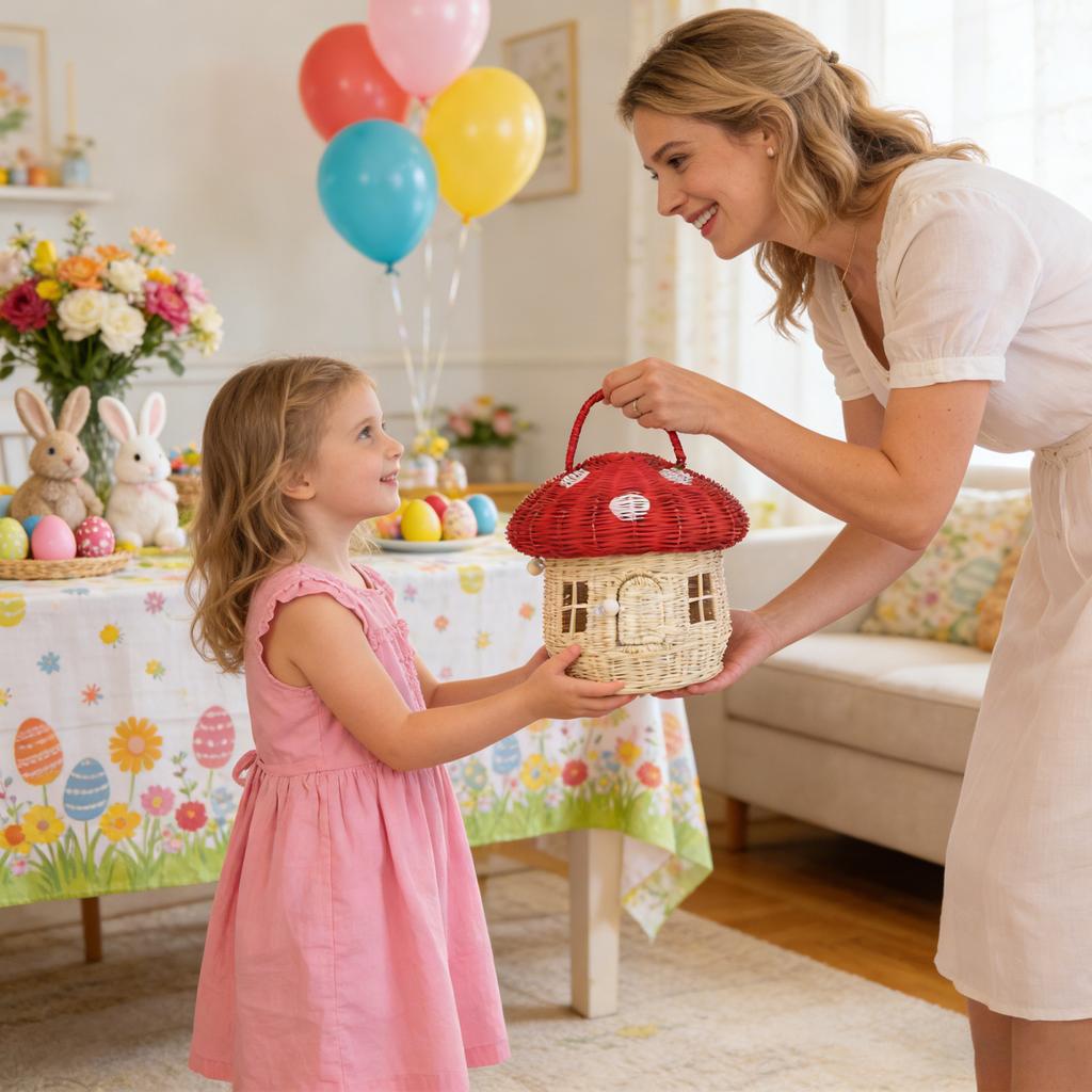 Wicker Modeling Basket, Storage Basket, Children's Outdoor Hand-held Picnic Basket, Hand-woven Flower Basket