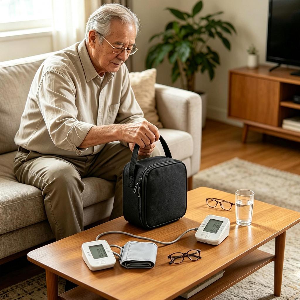 Blood Pressure Monitor Carrying Case Bag, Portable Hard Travel Storage Organizer for BP Cuff Machine, Shockproof Protective