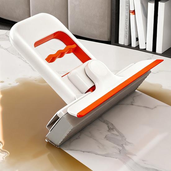 Desktop Mop Mini Folding Table Mop with One-Handed Squeeze Handle Replaceable Cotton Head Deep Groove Absorption Household Cleaning Mop
