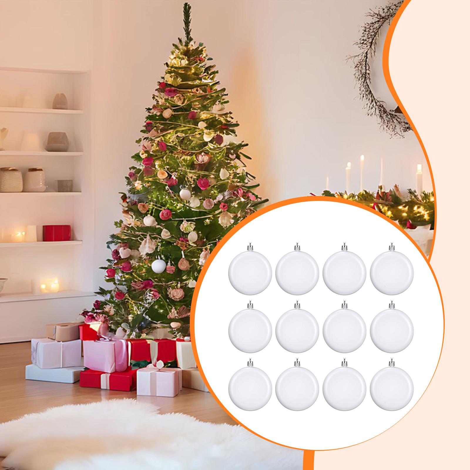 

12x Blank Christmas Flat Ball Ornaments Flat Discs Christmas Tree Hanging Ornaments for Festival Party Indoor Outdoor Drawing белый