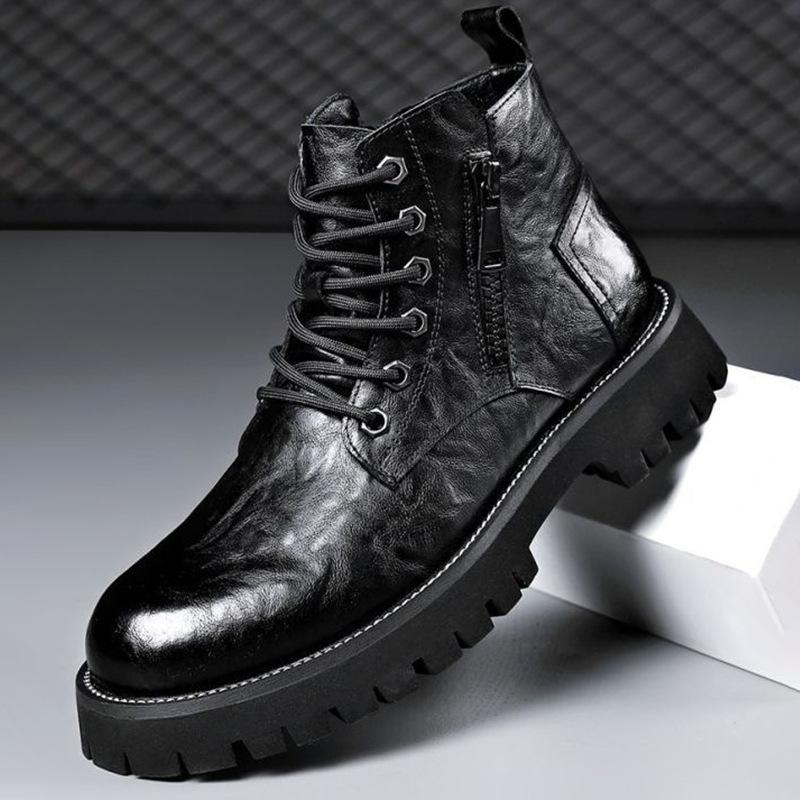 Autumn and winter boots men s British style versatile high top workwear snow Genuine leather boots men s short boots 38