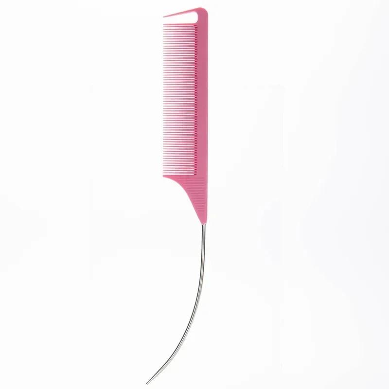 Professioneller Friseursalon-Stylingkamm aus Kunststoff, hitzebeständig, antistatisch, zum Flechten, Rattenschwanz, gebogener Scheitelkamm, Haar-Accessoires